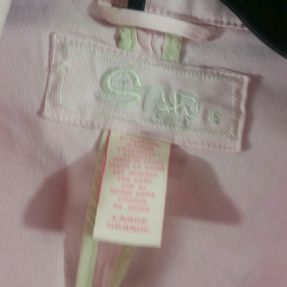 🧥 Baby pink soft Jean jacket star jeans Pink Large size two button closure - Picture 6 of 6